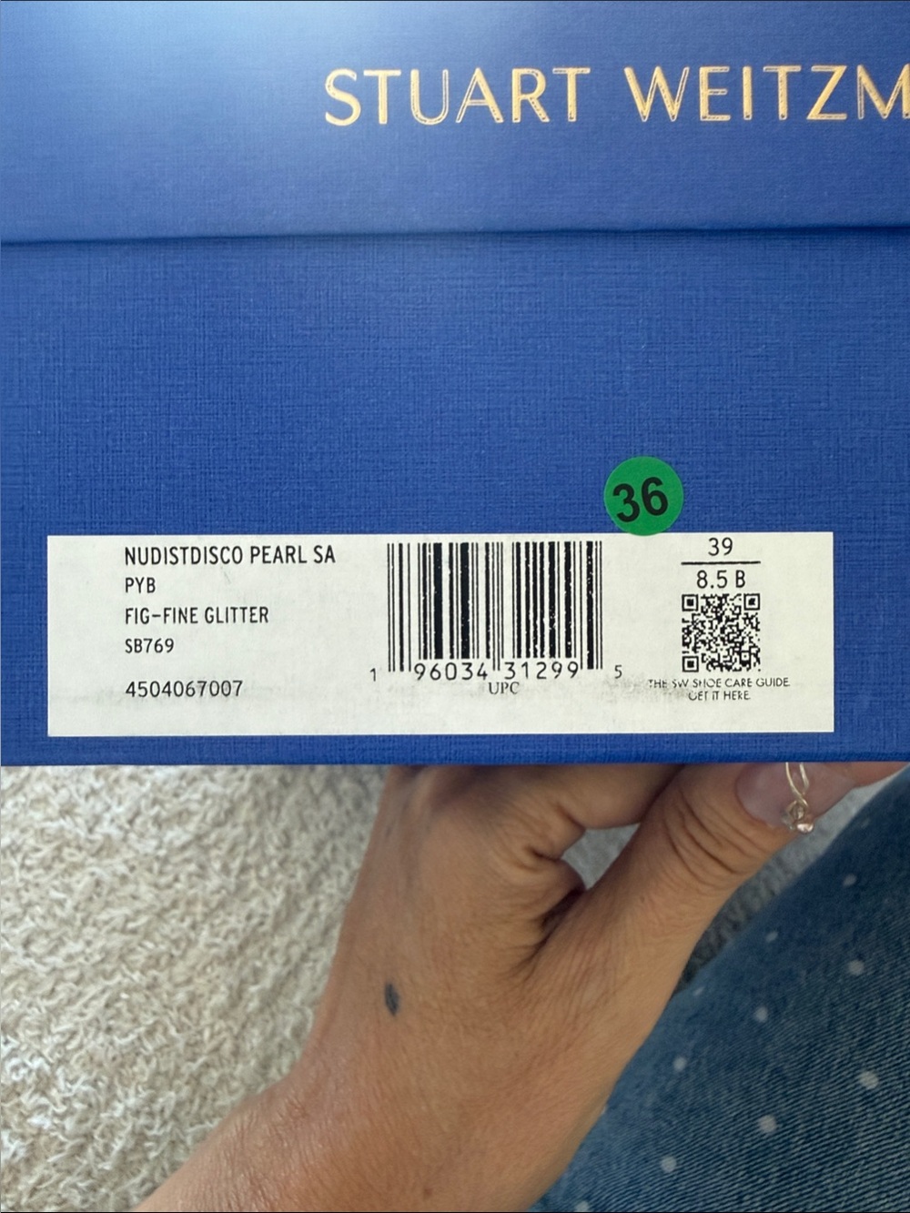 Stuart Weitzman Nudistdisco
Pearl Platform Sandals Fig-Fine Glitter Sz 8.5 NIB - Picture 4 of 7